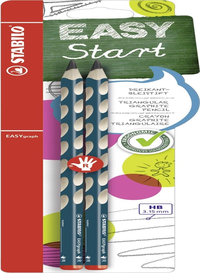 ستابيلو قلم رصاص STABILO EASYgraph - قلم رصاص جرافيت مريح لليد اليمنى - مثلث الشكل مع قوالب قبضة مريحة - HB (عبوة من 2) - Image 1