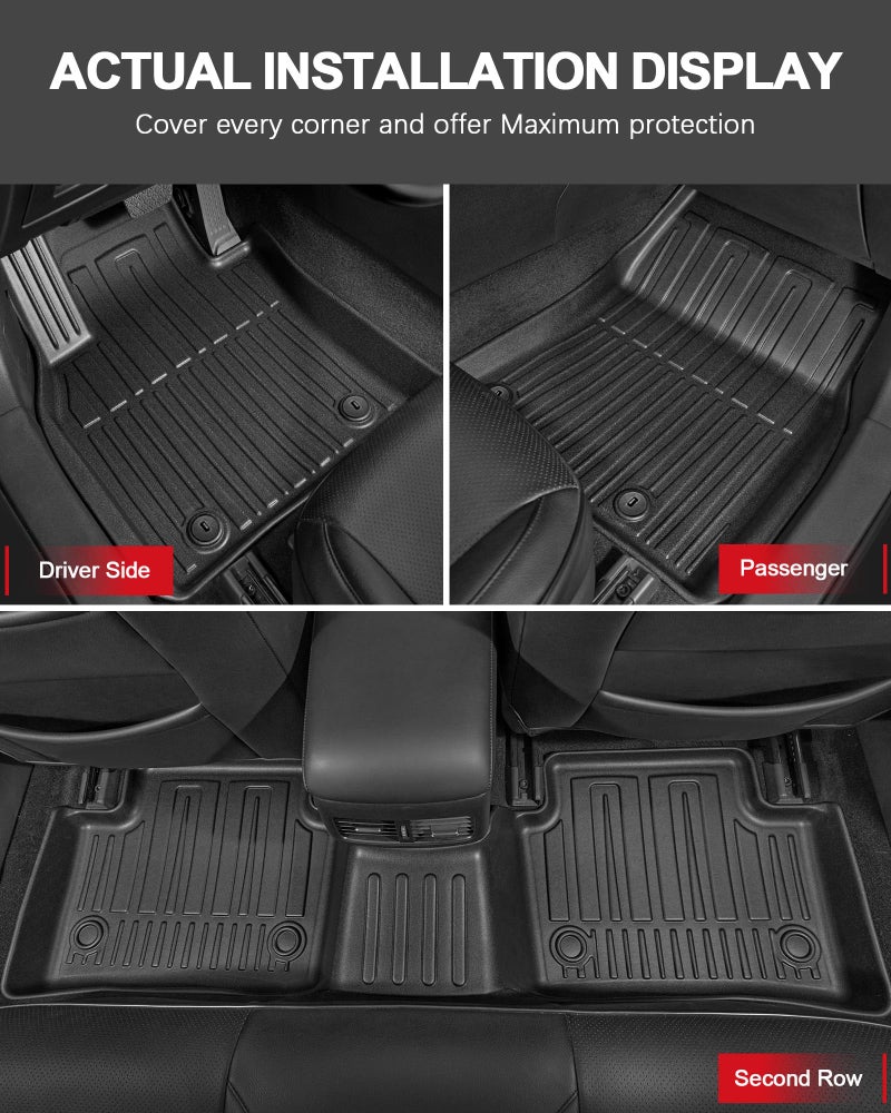 IKABEVEM Original 2021-2026 Sorento Floor Mats & Cargo Liner & Backrest Mat for Kia Sorento 6/7 Seats (Not for Hybrid) - Custom Fit TPE Floor Liners & Trunk Mat - All Weather Mats for Sorento 2021-2025 2026 - Image 3