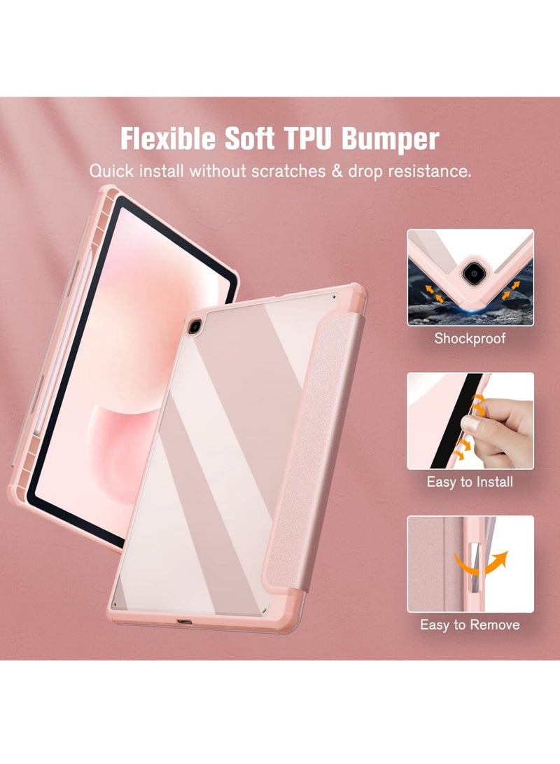 روك بو غطاء نحيف هايبرد لسامسونج جالاكسي تاب S6 لايت 10.4 بوصة 2024/2022/2020 مع حامل قلم S غطاء مقاوم للصدمات مع غلاف خلفي شفاف شفاف - Image 5