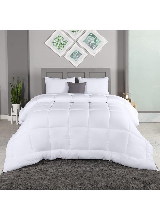 All Season Down Alternative Quilted Queen Comforter Duvet Insert With Corner Tabs Machine Washable Bed Comforter White