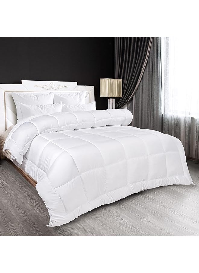 erorex All Season Down Alternative Quilted Queen Comforter Duvet Insert With Corner Tabs Machine Washable Bed Comforter White  - Image 5