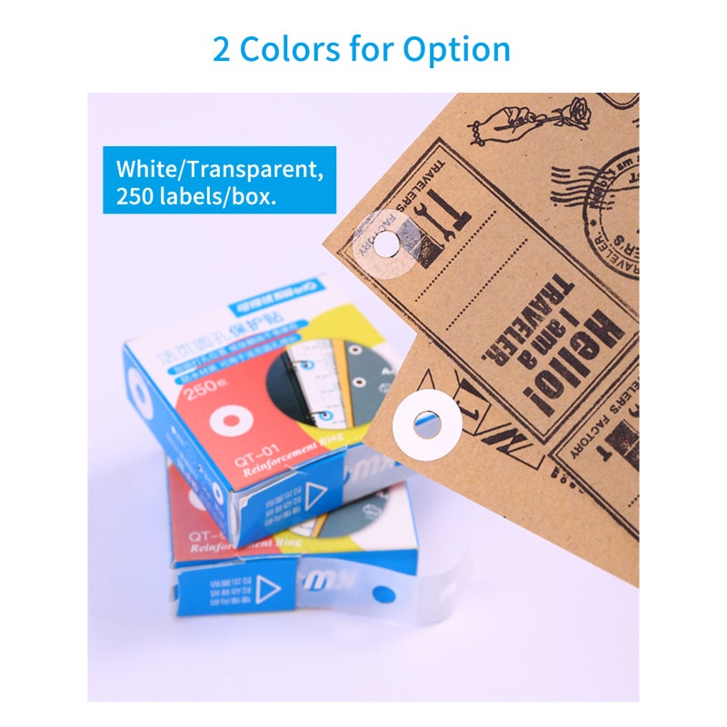 Paper Hole Reinforcements: 250 White 6mm Inner 15mm Outer PVC Waterproof Self-Adhesive Stickers - Tear-Resistant Hole Protection for Loose Leaf Paper, Files, Photo Albums & Notebooks - Image 2