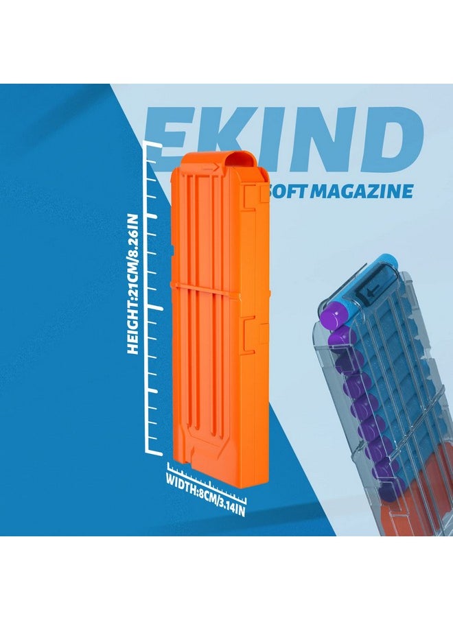 EKIND - 12Dart Clips Compatible With Nerf Elite Magazines Quick Reload Soft Dart Ammo Clip For Nerf Toy Guns (4Pack Orange) - Image 1