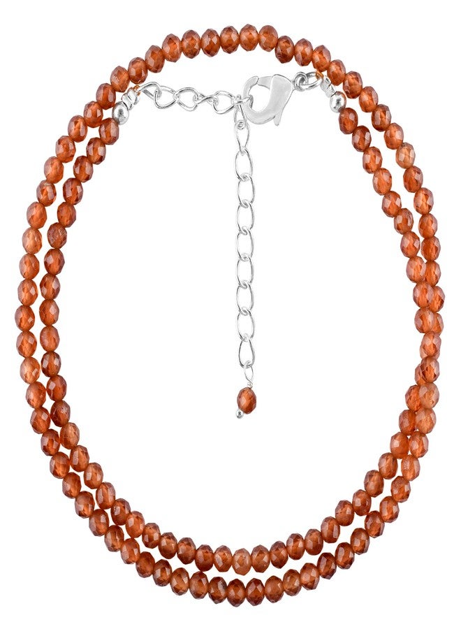 يانارا قلادة شوكر من حجر العقيق الهيسونيت الطبيعي من يانارا للنساء، مصنوعة من خرز دقيق من الأحجار الكريمة، قطعة مجوهرات رقيقة لها، حجر الميلاد، بلورات علاجية للطاقة، سلسلة مطلية بالفضة بطول 18 بوصة - Image 1