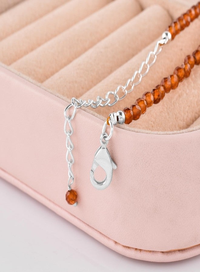 يانارا قلادة شوكر من حجر العقيق الهيسونيت الطبيعي من يانارا للنساء، مصنوعة من خرز دقيق من الأحجار الكريمة، قطعة مجوهرات رقيقة لها، حجر الميلاد، بلورات علاجية للطاقة، سلسلة مطلية بالفضة بطول 18 بوصة - Image 5