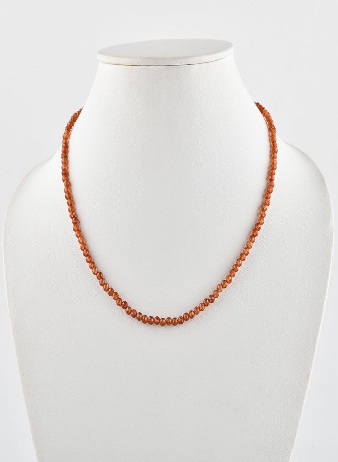 يانارا قلادة شوكر من حجر العقيق الهيسونيت الطبيعي من يانارا للنساء، مصنوعة من خرز دقيق من الأحجار الكريمة، قطعة مجوهرات رقيقة لها، حجر الميلاد، بلورات علاجية للطاقة، سلسلة مطلية بالفضة بطول 18 بوصة - Image 3