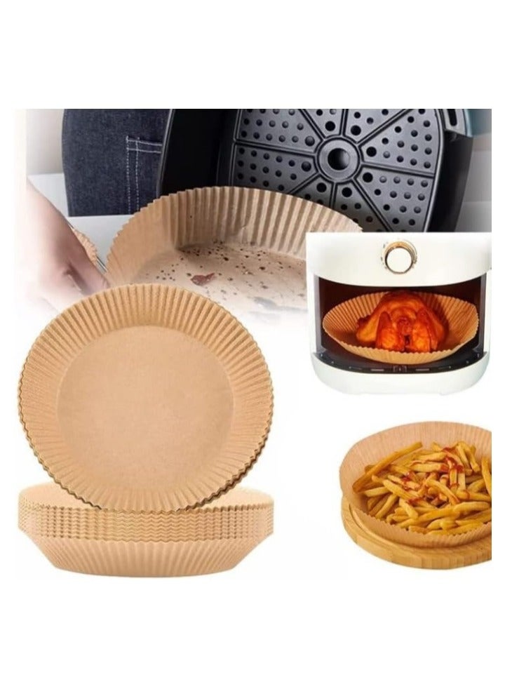50-Pack Round Parchment Paper Air Fryer Liners - Food-Grade Safe Baking and Roasting Liner for Microwave - Round Disposable Air Fryer Paper Bowl, Safe Liners for Air Fryers - Fits 16cm Fryer Baskets - Oil & Water Resistant Parchment Baking Paper  - Image 2