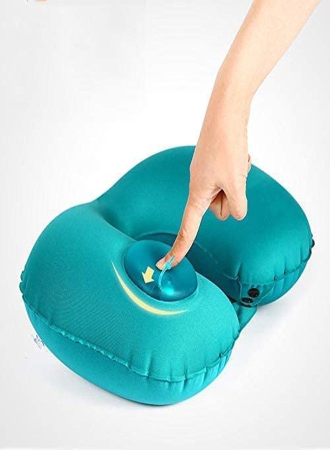 VUNEXO Travel Inflatable U-Shape Neck Airplane Car Pillows Ring Pillow Folding Press Type Bed Pillows Neck Cushion Office Rest Travel Camping Breathable Comfort, Multicolor - Image 4