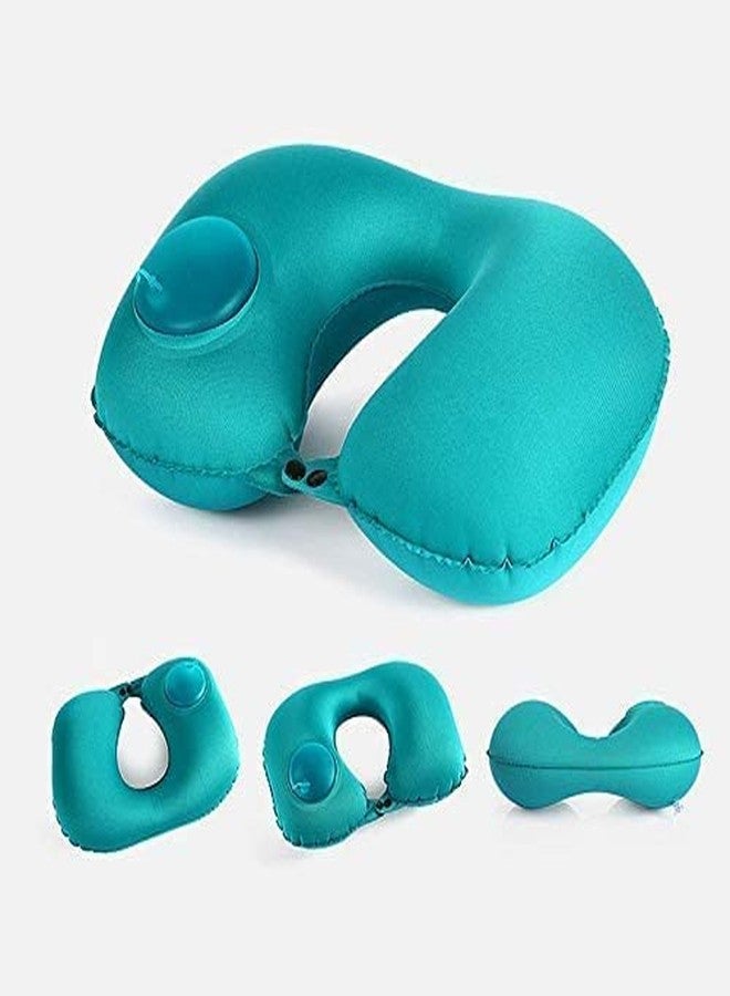 VUNEXO Travel Inflatable U-Shape Neck Airplane Car Pillows Ring Pillow Folding Press Type Bed Pillows Neck Cushion Office Rest Travel Camping Breathable Comfort, Multicolor - Image 3