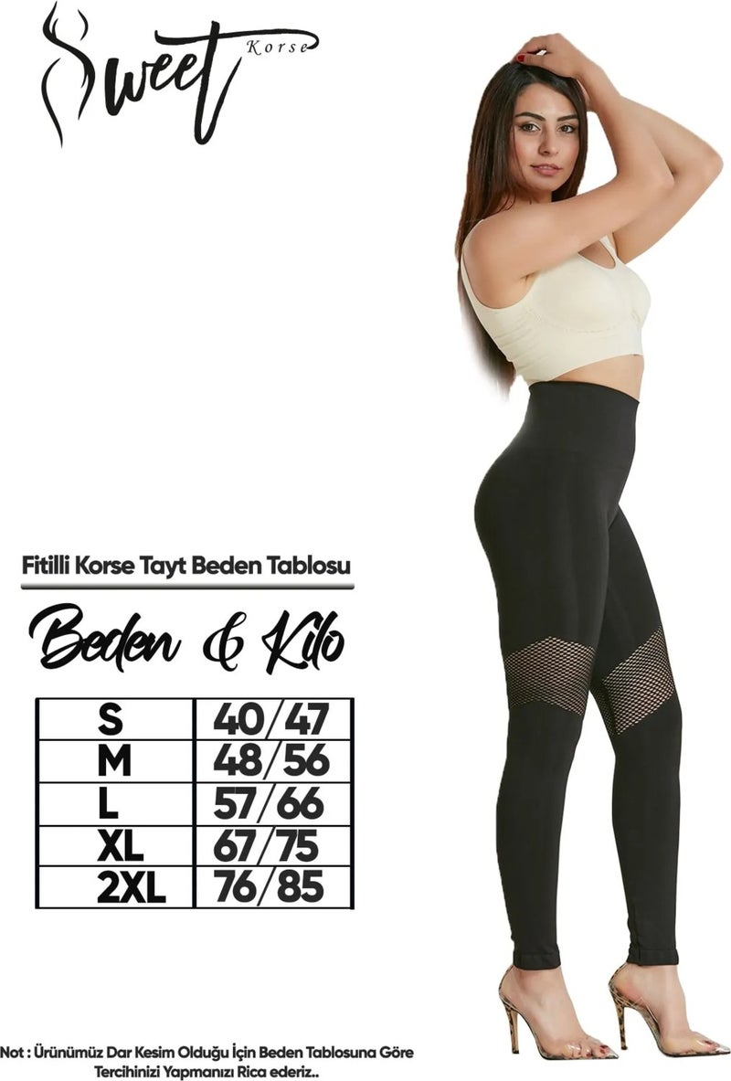 Sweet Sauna Ribbed Detailed Leggings Ribbed Corset  - Image 4