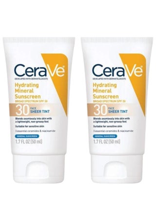 CeraVe Tinted Sunscreen with SPF 30 | Hydrating Mineral Sunscreen With Zinc Oxide & Titanium Dioxide | Sheer Tint for Healthy Glow | 1.7 Fluid Ounce(Pack of 2) - pzsku/Z16F531E6341D97FBD1C2Z/45/1749913289/8d89b691-3ad2-4bdb-bf3a-5aa7b6d039cd