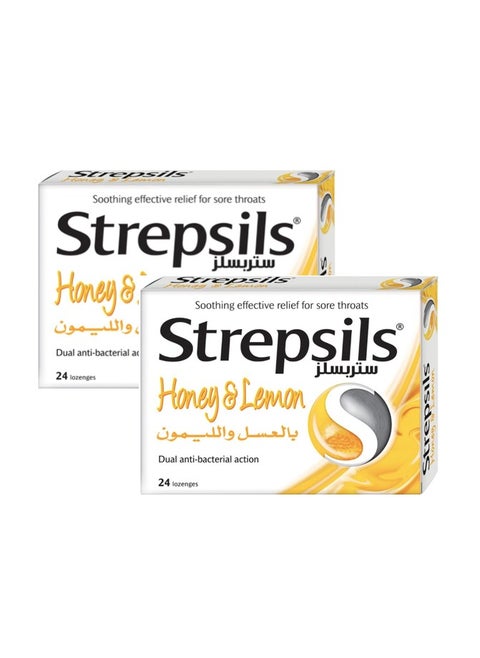 Strepsils Pack Of 2 Honey And Lemon 24 Lozenges