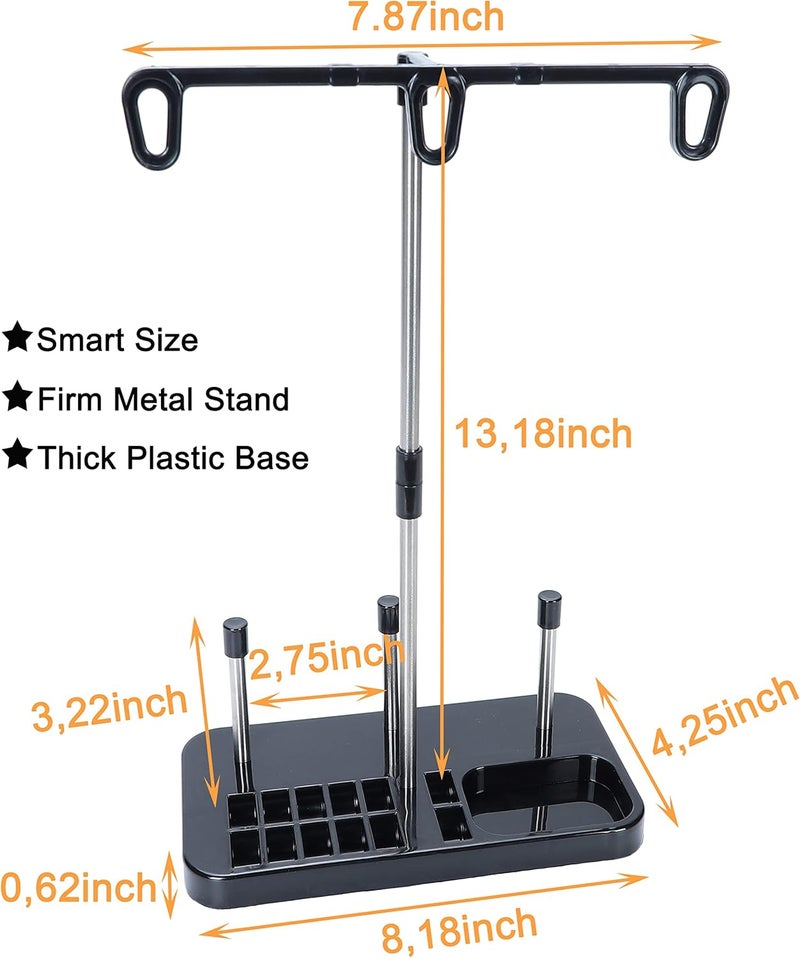 New brothread Light Weight Spool Thread Holder - 3 Holders Spool of Thread - for Embroidery, Sewing, Quilting and Overlock Machines - Four Colours for Choice - Black - Image 4