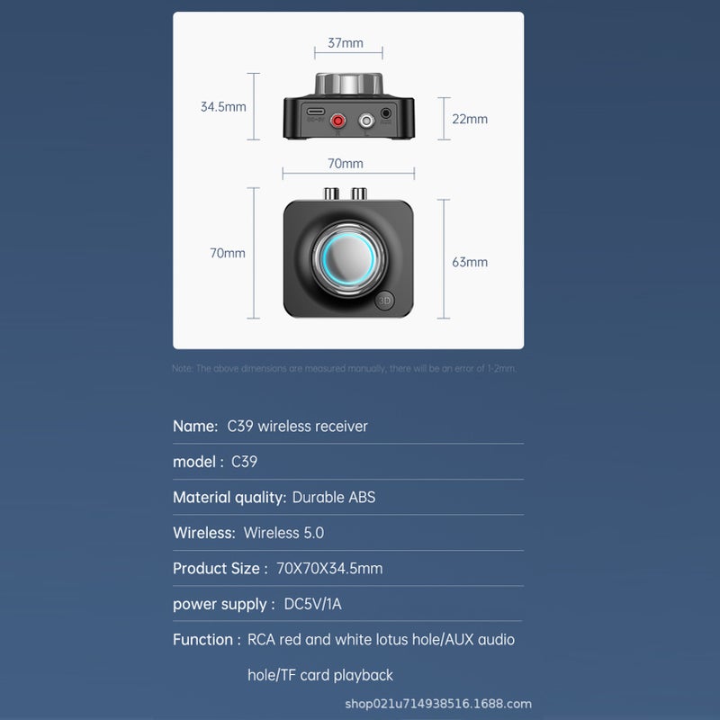 Bluetooth 5.0 Receiver DC 5V/1A Driver Free 2.4 to 2.48GHz MP3 Player for Storage Card Playback - Image 2