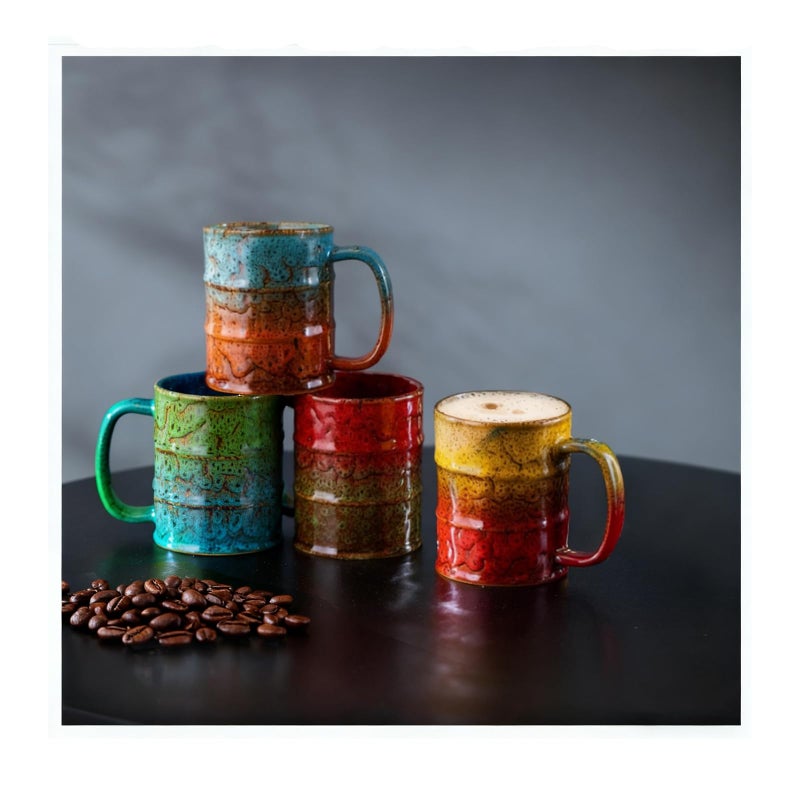 LGQ Coffee Mugs Set of 4,12 Oz Coffee Cups Ceramic, Perfect for Office Family Gatherings - Dishwasher and Microwave Safe(4,Multicolor) - Image 1