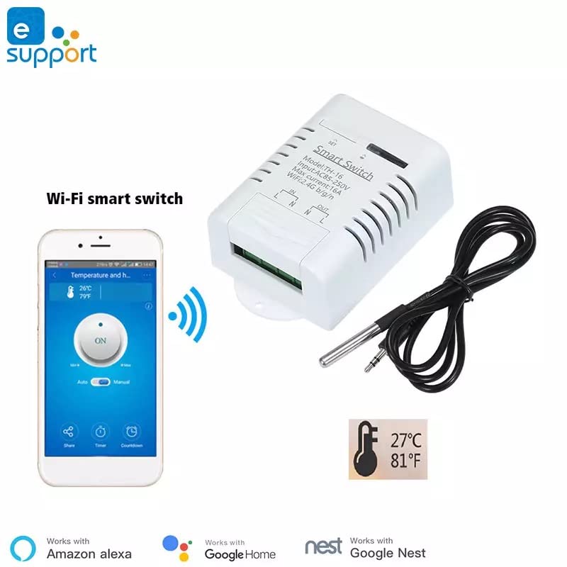 MHCOZY eWeLink Smart 16A Switch with Temperature and Humidity Monitoring, WiFi Thermostat Controller Compatible with Alexa Google Home (Temperature only) - Image 2