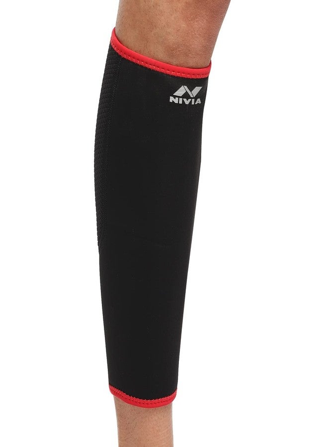 NIVIA Calf Support -Slip in Sleeve, Ankle Sleeves, Braces or Wraps, for Compression & Circulation Available in S | M | L & Black/Red Color, Used for All Kind of Impact Sports - Image 1