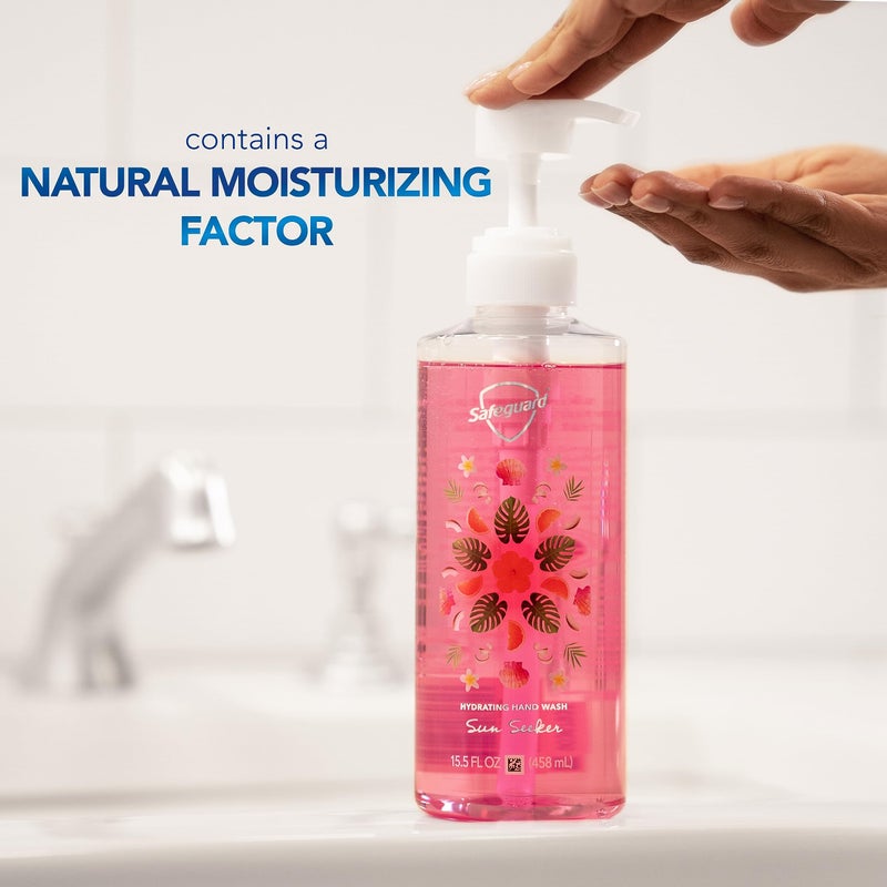 Safeguard Liquid Hand Soap, Micellar Deep Cleansing, Washes Away 99% Bacteria, Made with Natural Moisturizers, Enriched with Skin Conditioners, PH Balanced, Sun Seeker Scent 15.5 oz (Pack of 4) - Image 2