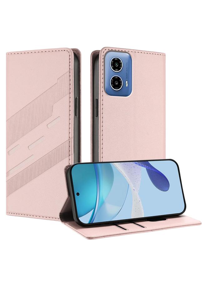 اس-توب جراب لهاتف Motorola Moto G34، جراب جلدي بتصميم محفظة متعدد الوظائف منقوش - Image 1