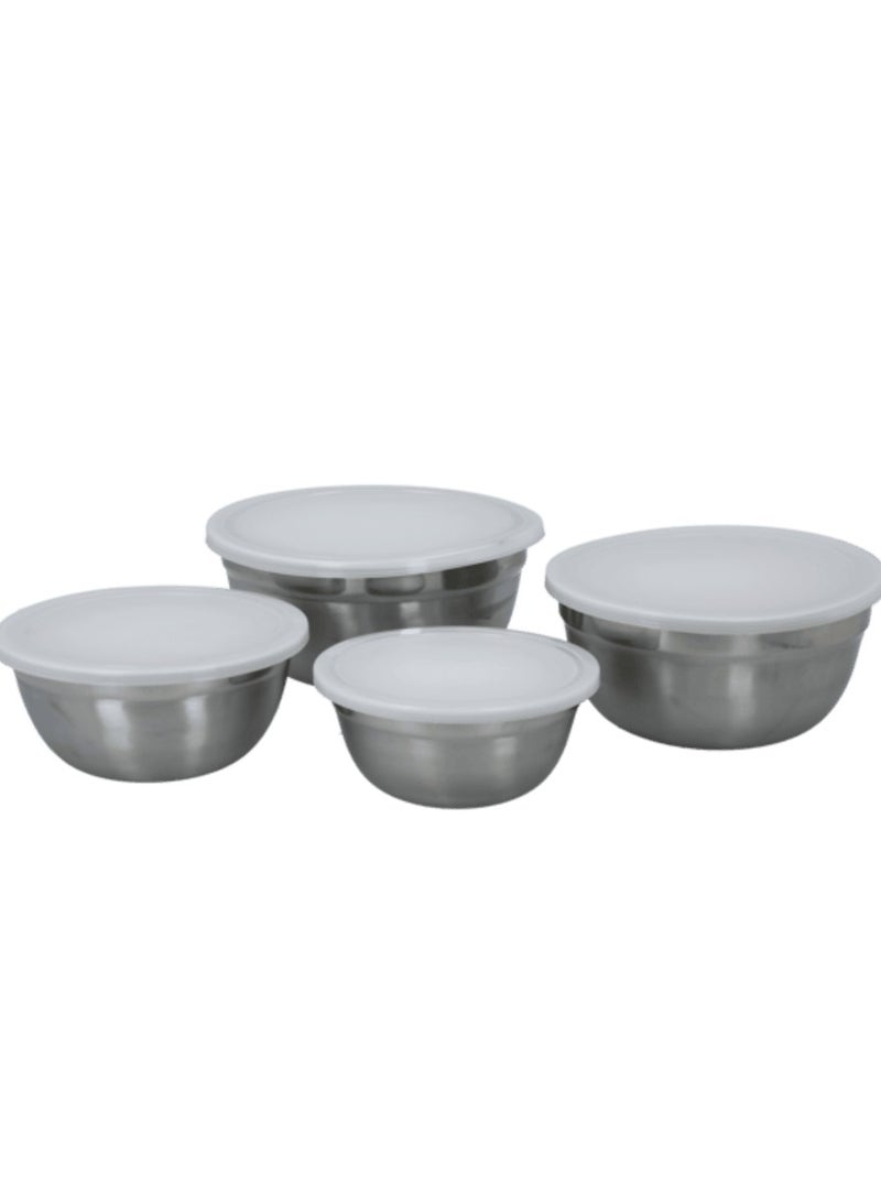 Chef Craft Stainless Steel BPA Free Mixing Bowl Set with Lids Silver and White 21960 - Image 1