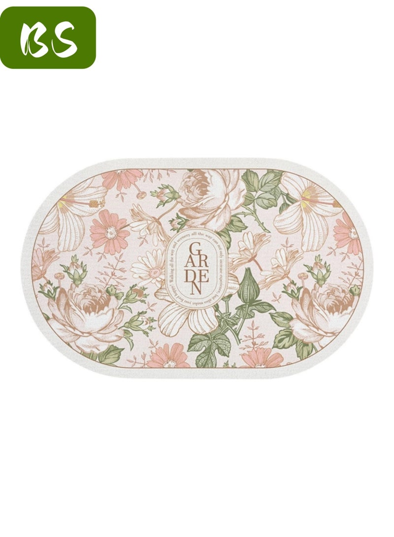 BS Diatom bathroom mat set (sink mat + bathroom mat + toilet mat), non-slip bathroom floor mat and quick-drying bathroom rug, super absorbent bathtub mat, flower pattern, non-slip, thickened, soft, easy to clean rug. - Image 2