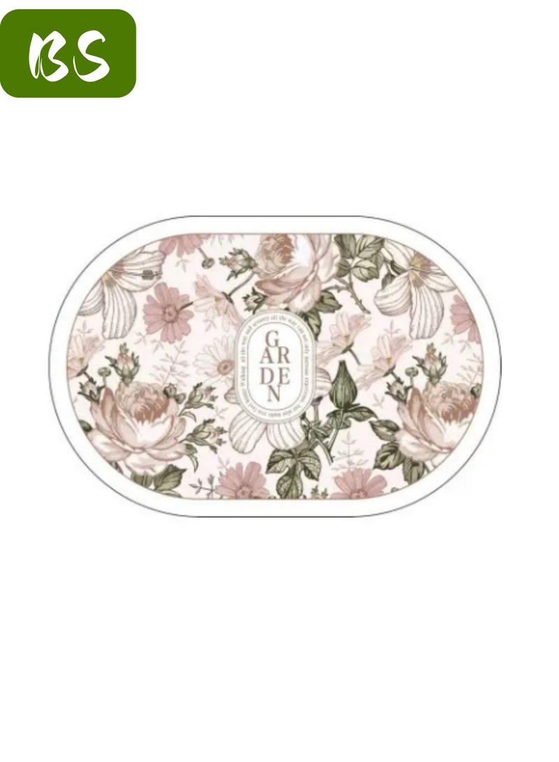 BS Diatom bathroom mat set (sink mat + bathroom mat + toilet mat), non-slip bathroom floor mat and quick-drying bathroom rug, super absorbent bathtub mat, flower pattern, non-slip, thickened, soft, easy to clean rug. - Image 5