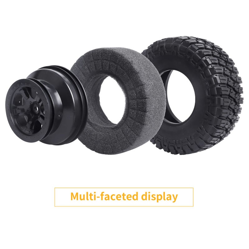 Hobbyfire Hobbyfire Height 4.72 inches (120mm) 1/10 Short Course Truck Tires and Wheel Rims 12mm Hex with Foam Inserts for for All Terrain  Set of 4 (Style B)  - Image 5