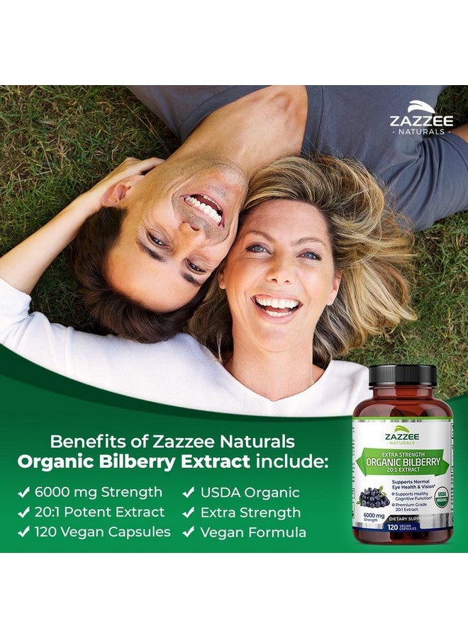 Zazzee USDA Organic Bilberry 20:1 Extract, 6000 mg Strength, 120 Vegan Capsules, 4 Month Supply, Standardized and Concentrated 20X Extract, 100% Vegetarian, All-Natural, Non-GMO, Made in The USA - Image 4