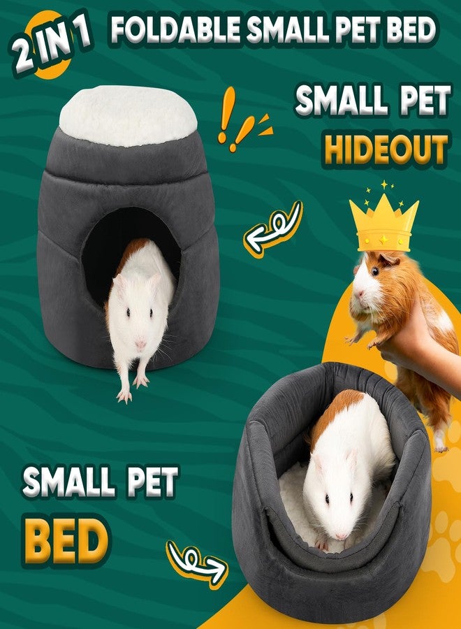 ONEJU Guinea Pig Hideout - 2 in 1 Foldable Guinea Pig Bed with Pure White Soft Top, Large Entrance for 1 Adult Small Pet, Ideal Bed for Small Pets, Dark Gray - Image 2