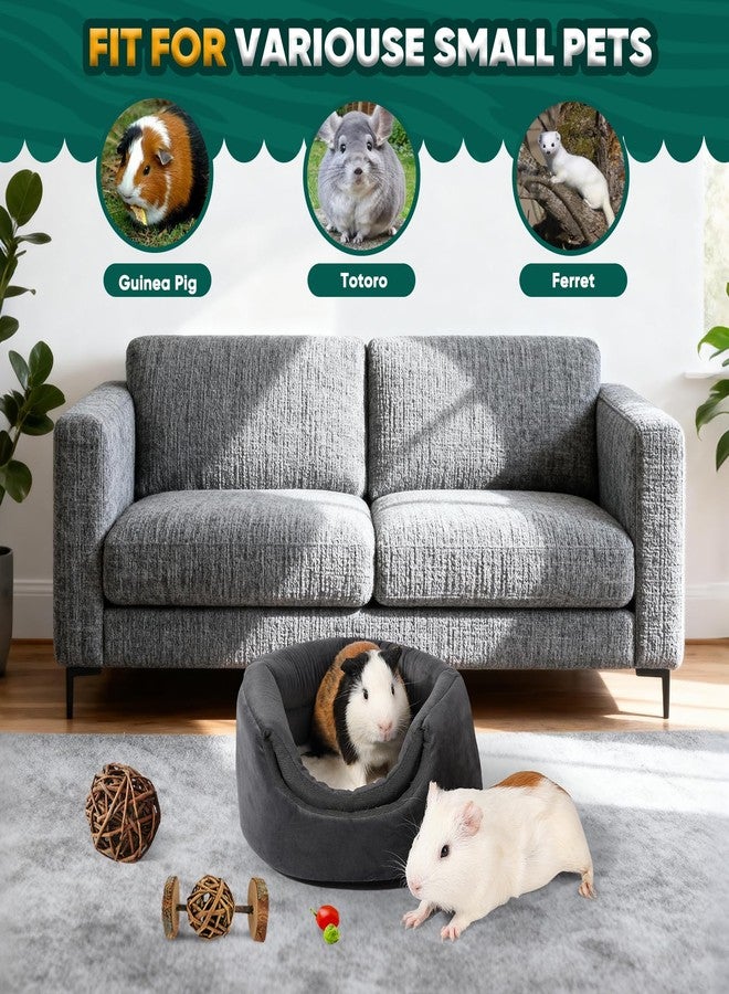 ONEJU Guinea Pig Hideout - 2 in 1 Foldable Guinea Pig Bed with Pure White Soft Top, Large Entrance for 1 Adult Small Pet, Ideal Bed for Small Pets, Dark Gray - Image 4