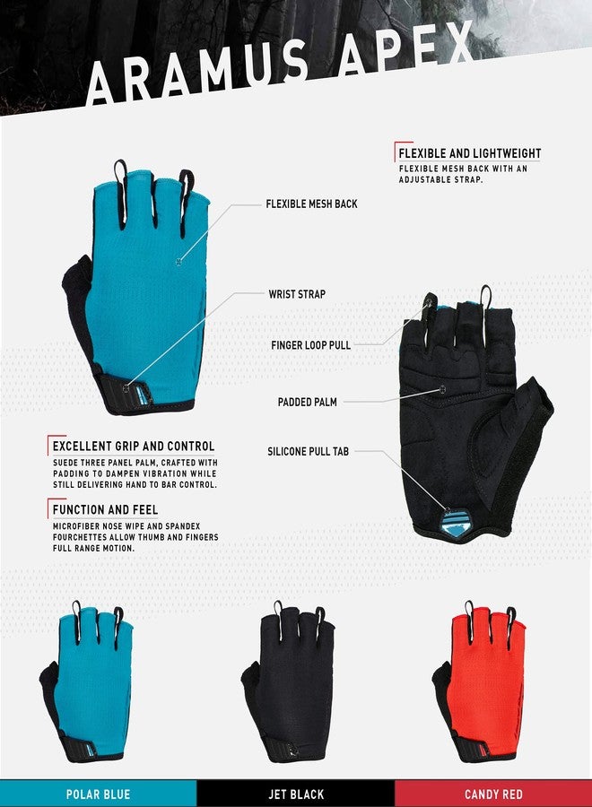 Lizard Skins Aramus Apex Padded Cycling Gloves - Unisex Short Finger Road Bike Gloves - 3 Colors (Crimson RED, X-Small) - Image 2