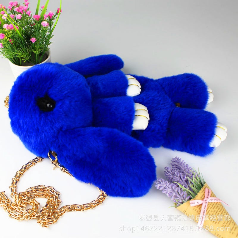 2024 Cute Plush Bunny Crossbody Kids Bag Blue 