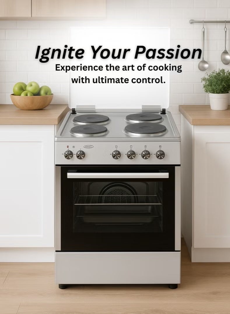 Venus 55x50 cm Stainless Steel Cooking Range | 4 Electric Hotplates | Electric Oven & Grill | Compact Space-Saving Design | Made in Turkey | Durable & Easy to Clean – Model VC5544ESD - Image 3