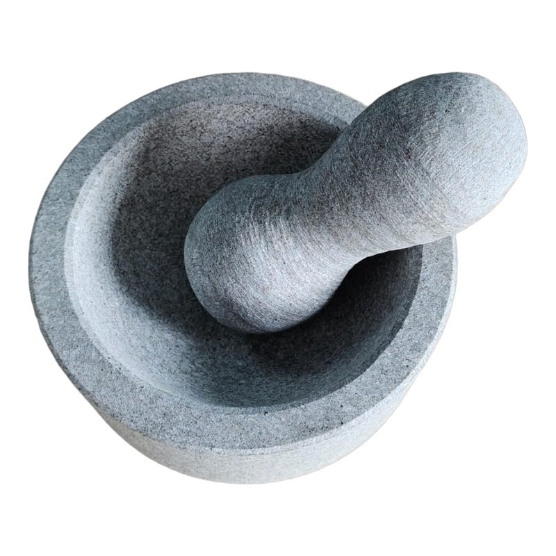 EZAHK Stone Mortar and Pestle Set62 inch Okhli Masher Khalbatta Ural Kharal Mixer Natural Grinder Musal Design for Kitchen Home Herb - Image 2