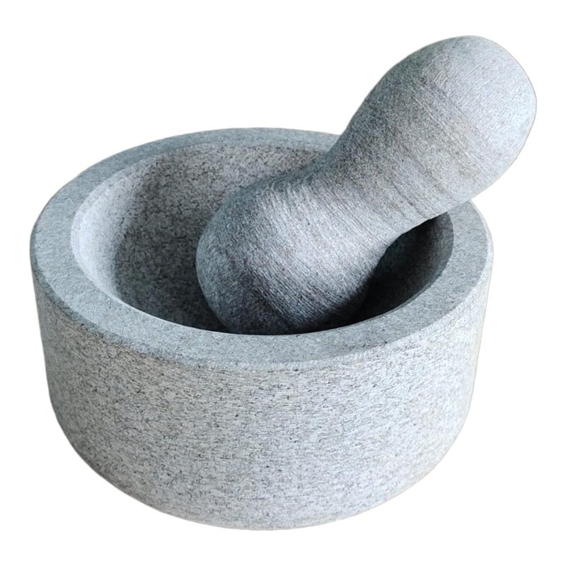 EZAHK Stone Mortar and Pestle Set62 inch Okhli Masher Khalbatta Ural Kharal Mixer Natural Grinder Musal Design for Kitchen Home Herb - Image 4