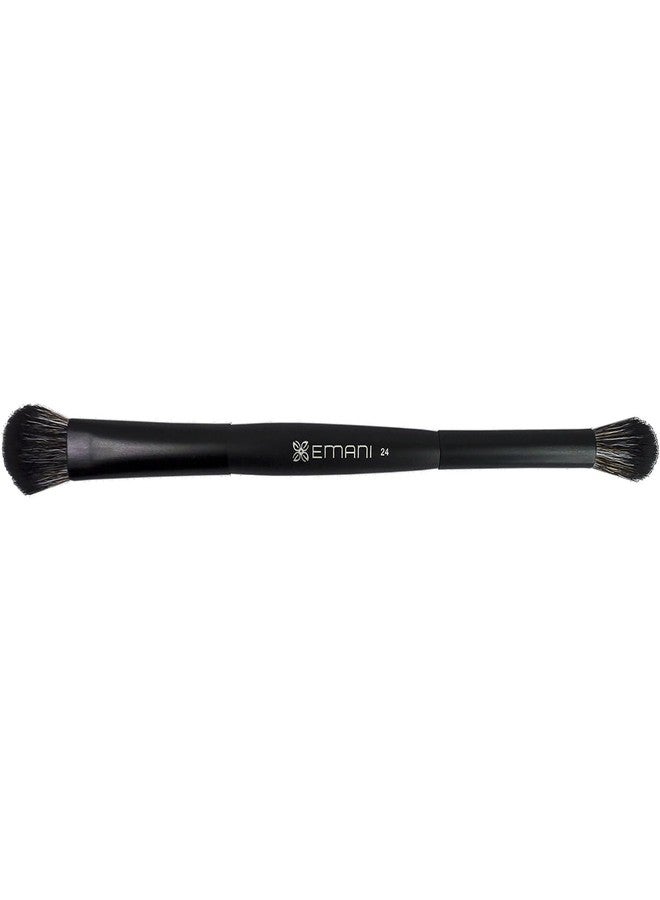 Emani Duo Shadow Blender Brush Double-Ended Makeup Brush - Fiber Bristles, Soft-Beveled Edges - 100% Vegan