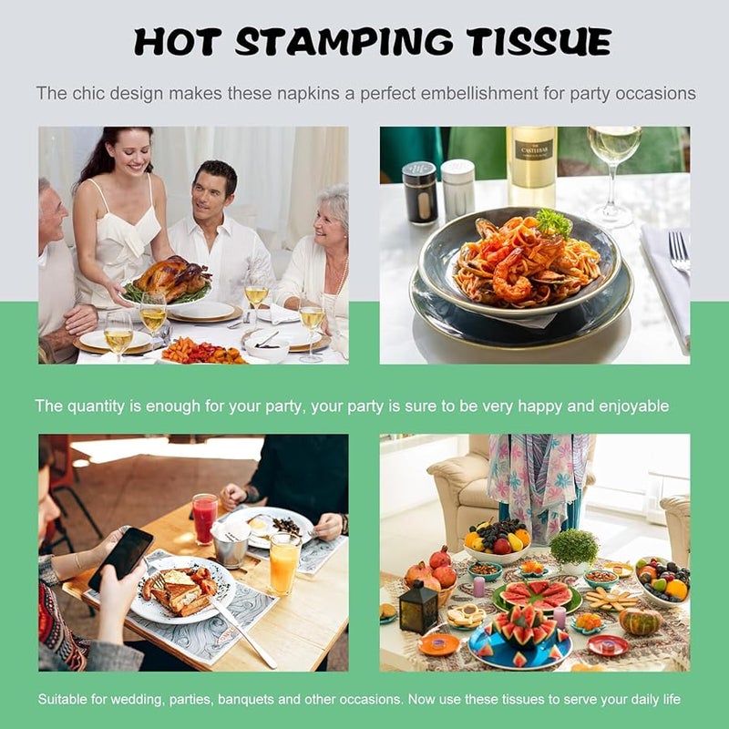 Elegant Gold Foil Printed Disposable Dinner Napkins 40pcs for Wedding Birthday Party - Image 3