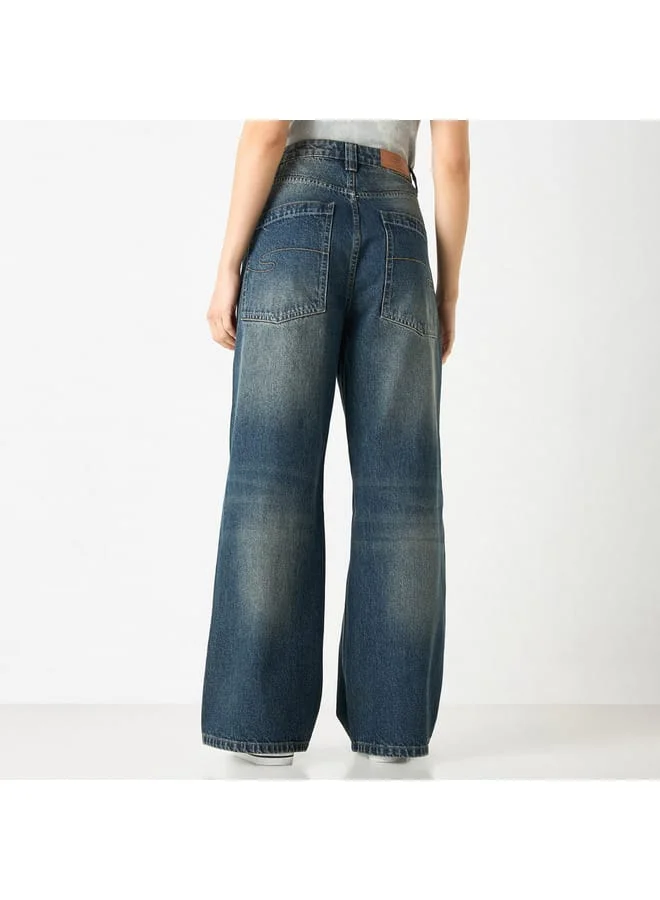 Lee Cooper Lee Cooper Solid Baggy Fit Jeans with Pockets