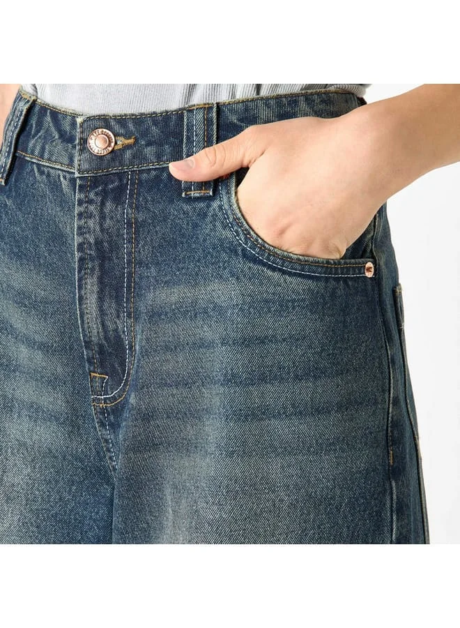Lee Cooper Lee Cooper Solid Baggy Fit Jeans with Pockets