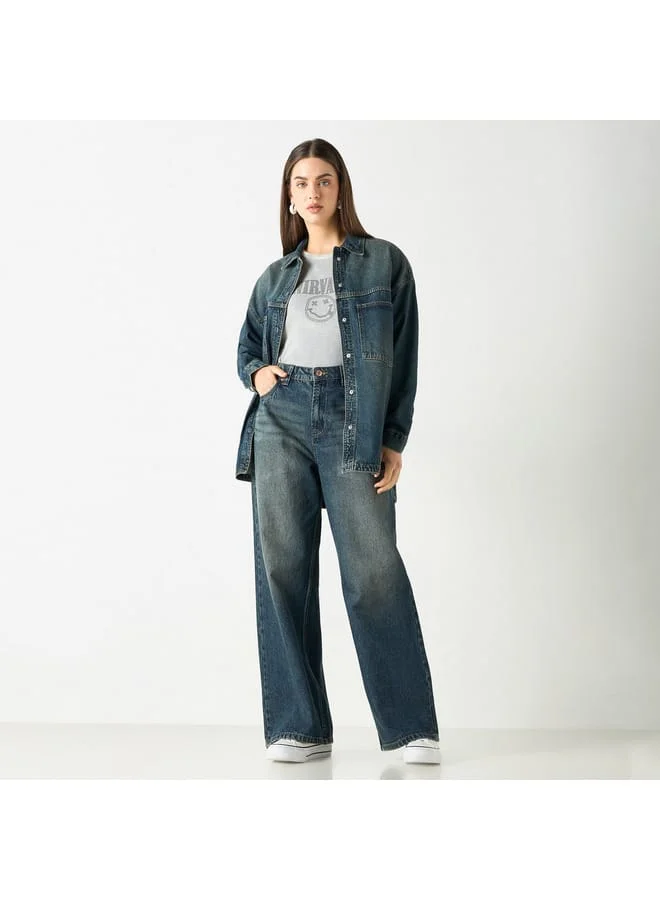 Lee Cooper Lee Cooper Solid Baggy Fit Jeans with Pockets