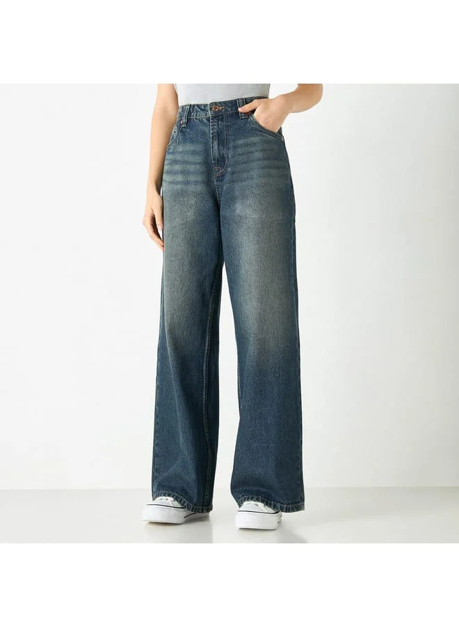 Lee Cooper Lee Cooper Solid Baggy Fit Jeans with Pockets