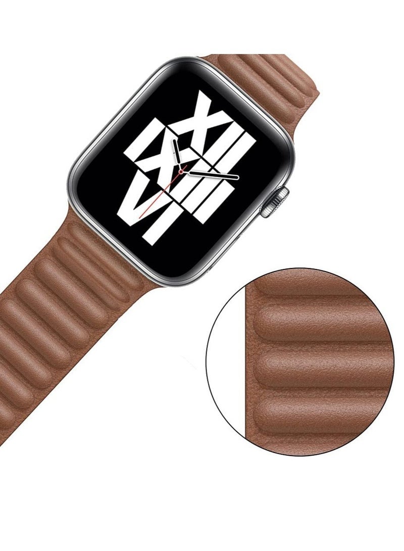 Leather Magnetic Replacement Strap Adjustable Wristbands Compatible with Apple Watch Ultra 49mm - Image 3