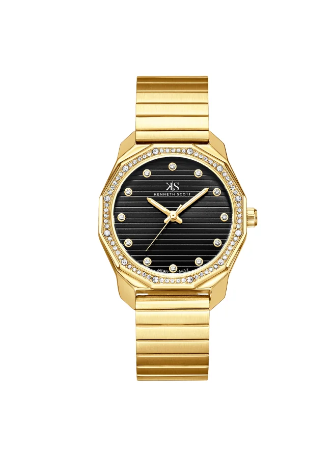 كينيث سكوت Women's Watch, Analog Display and Stainless Steel Strap - K24505-GBGB, Gold