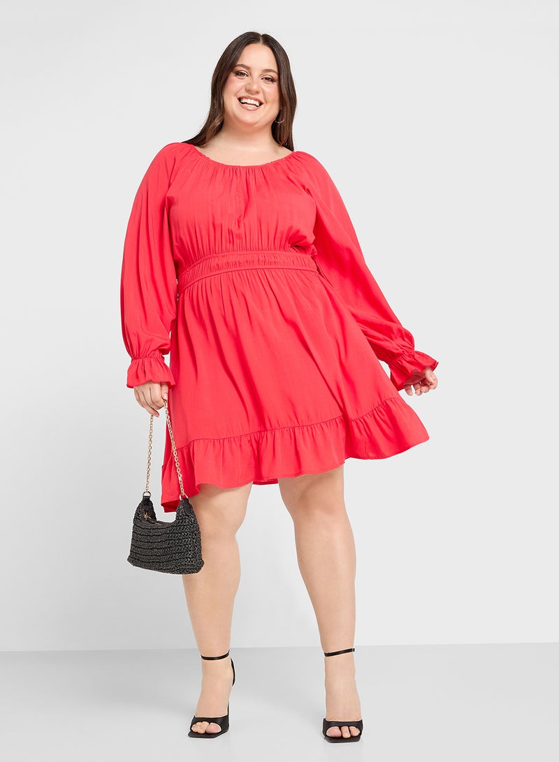 جينجر بلس فستان طويل بأكمام مكشكشة - Image 4