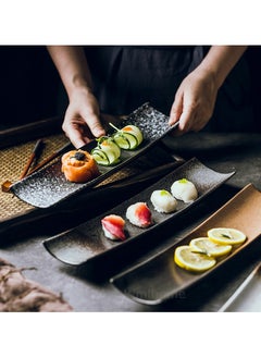 Wmlhome Creative sushi restaurant restaurant hotel long-column long square ceramic 14in/34.5cm plate large plate dessert snack retro tableware  - Image 3