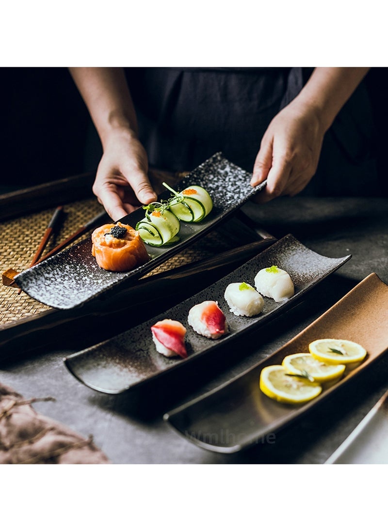 Wmlhome Creative sushi restaurant restaurant hotel long-column long square ceramic 14in/34.5cm plate large plate dessert snack retro tableware  - Image 3