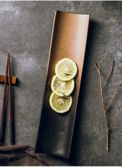 Wmlhome Creative sushi restaurant restaurant hotel long-column long square ceramic 14in/34.5cm plate large plate dessert snack retro tableware  - Image 1