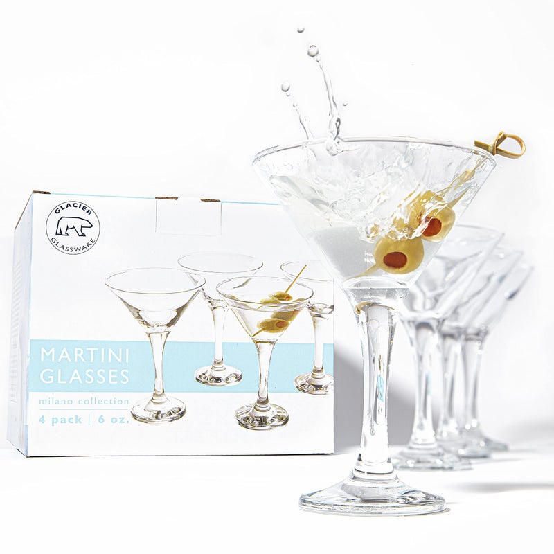 Minteer Formulas Glacier Glass  Milano Collection Martini Glass 6 oz  Set of 4