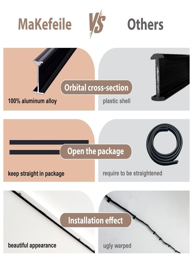 MaKefeile Room Divider Curtains with Ceiling Curtain Track Set Window Curtain for Bedroom,Living Room Total Blackout Thermal Insulated Privacy Ceiling Track Curtain W 9 × H 7 FT Azure Blue drape&Black track - Image 2