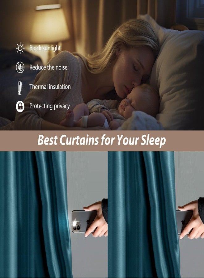 MaKefeile Room Divider Curtains with Ceiling Curtain Track Set Window Curtain for Bedroom,Living Room Total Blackout Thermal Insulated Privacy Ceiling Track Curtain W 9 × H 7 FT Azure Blue drape&Black track - Image 4